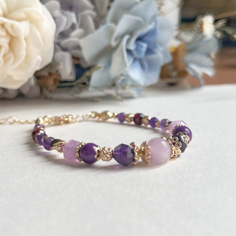 Lucky and Decompressing Kunzite Amethyst Purple Mica Natural Crystal Bracelet - Bracelets - Crystal 