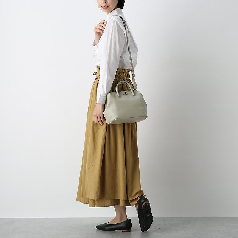 Full Open Mini Boston Bag 2022 Edition - Ivory - Messenger Bags & Sling Bags - Genuine Leather White