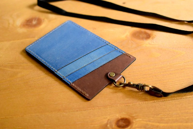 24H fast shipping document holder retro denim blue spot - ID & Badge Holders - Genuine Leather 