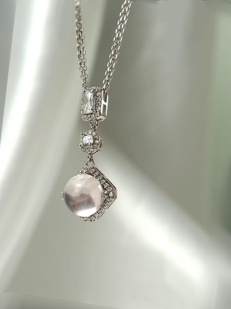 Natural Gemstone||Star Rose Quartz|| 925 Silver Pendant without chain - สร้อยคอ - เงิน สึชมพู