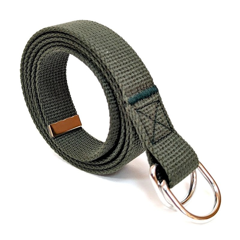Double Buckle Belt [Made in Taiwan] 25mm Double Buckle Belt Double Loop Belt Double Loop Belt Braided - Belts - Cotton & Hemp Green