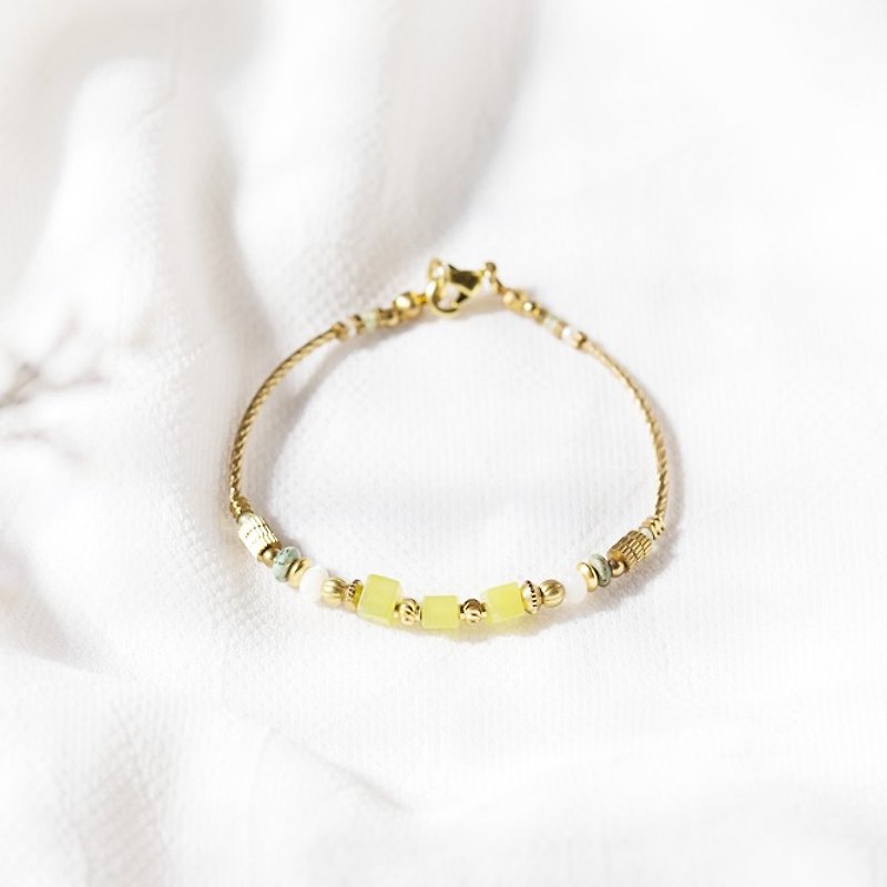 Sugar cubes series - Jade Bronze bracelet - Bracelets - Gemstone Yellow