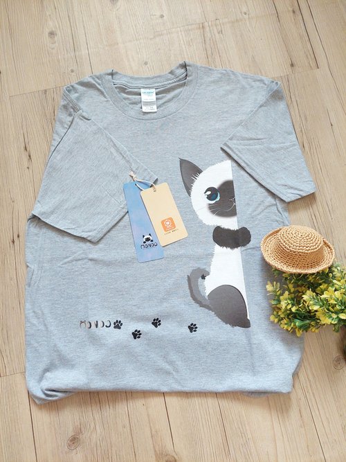 のぞき猫グレーTシャツ/洋服/ Tシャツ - ショップ catscomtw Tシャツ 