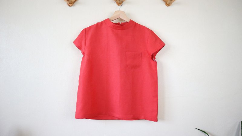 Turtle top in red - T 恤 - 棉．麻 