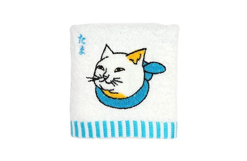 [Jingdong all KYO-TO-TO] cat feeding good fifty-three Cloth シ an have DANGER _ Shinagawa (ta ma) embroidered towel - ผ้าขนหนู - ผ้าฝ้าย/ผ้าลินิน สีน้ำเงิน