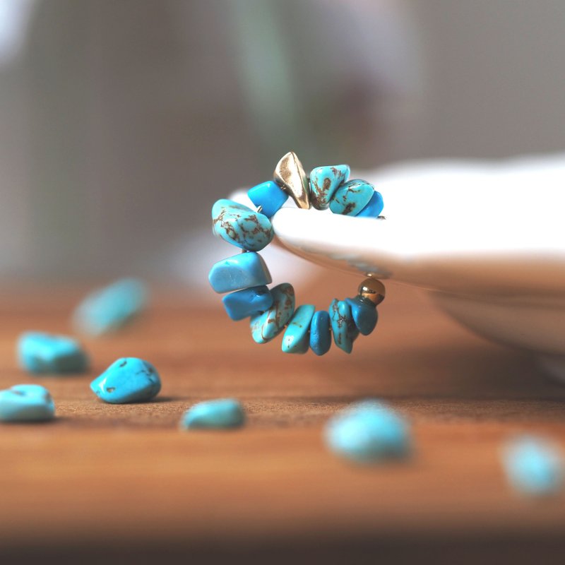 Turquoise Ear Cuff | December Birthstone | EC54 - ต่างหู - เครื่องประดับพลอย สีน้ำเงิน