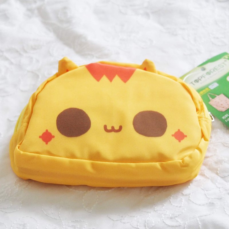 Yellow Din Dong Cat Foldable Eco-Shopping Bag Groceries Storage - กระเป๋าถือ - ไนลอน สีเหลือง