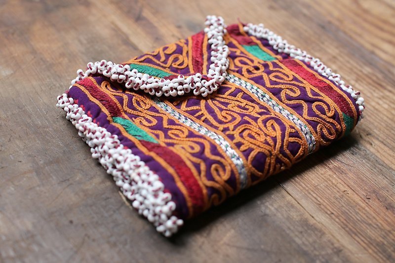 Omble bead embroidered wallet 003 - กระเป๋าสตางค์ - ผ้าฝ้าย/ผ้าลินิน หลากหลายสี