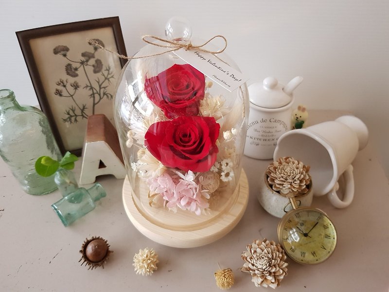 Red Rose Non-Withered Glass Flower Cup│Eternal Flower - Dried Flowers & Bouquets - Plants & Flowers Red