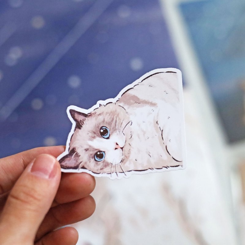 lying puppet cat sticker cat illustration - Stickers - Waterproof Material White