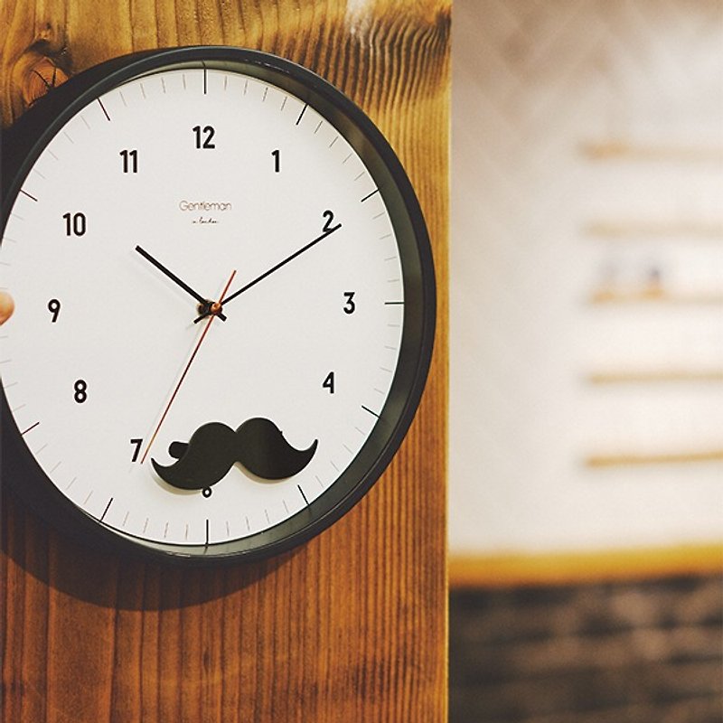 Mustache- Mr. Beard Silent Swing Clock Wall Clock - Clocks - Other Metals Black