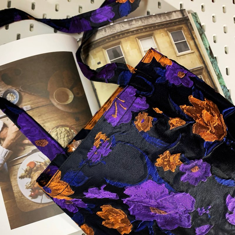 Blossoms. Side/cross-body rectangular flat bag - Messenger Bags & Sling Bags - Polyester Purple
