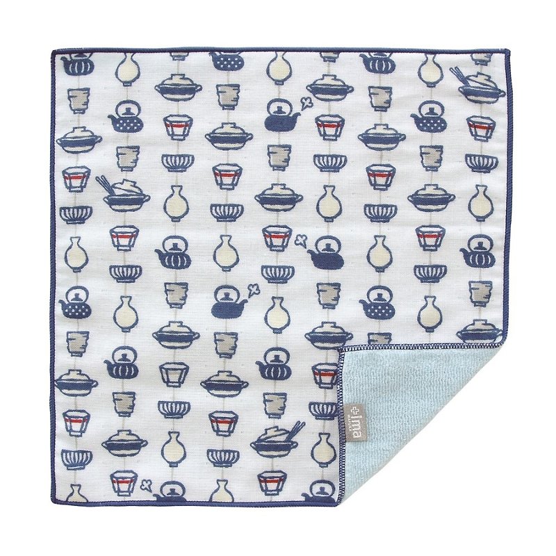 Japan Prailiedog Imabari Organic High Quality Pure Square Towel - Japanese Tableware - Towels - Cotton & Hemp Blue
