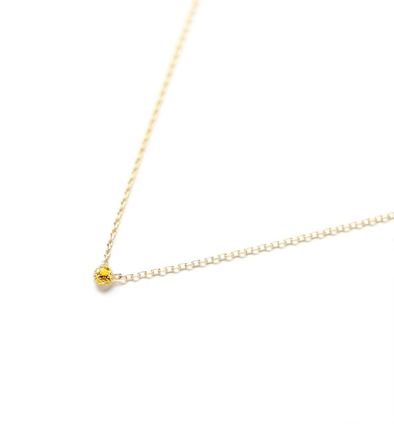 September Birthstone K10 Yellow Sapphire Single Necklace ~Petela~ (K18 Changeable) - สร้อยคอ - เครื่องเพชรพลอย สีเหลือง