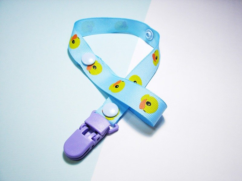 Cheerful. Baby stroller toy lanyard anti-drop rope, anti-drop chain Sophie's good partner (yellow duckling_blue) - อื่นๆ - เส้นใยสังเคราะห์ สีน้ำเงิน