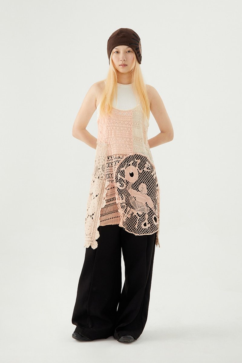 Urban Vagabond Lace Panel Custom Slip Dress with Blue/Pink - One Piece Dresses - Other Materials Pink