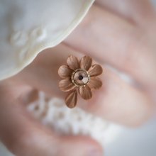 【14KGF】開口戒 / 包金軟陶 花算命  / 焦糖色 雛菊