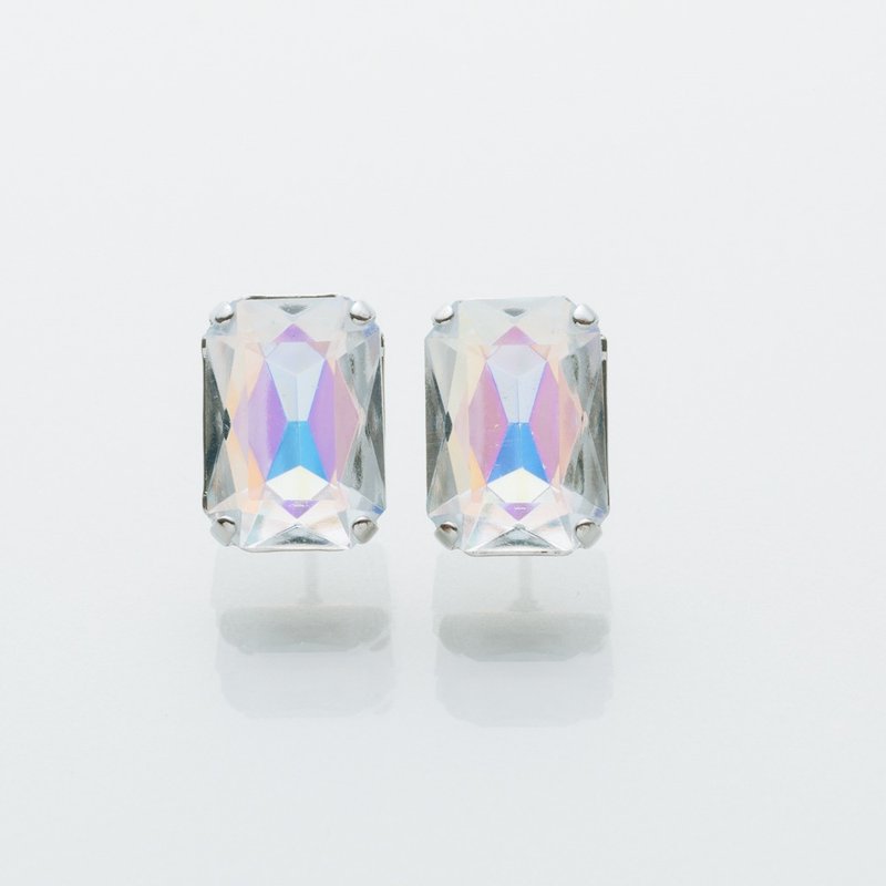 Aurora Clear 14*10 Stud Earrings - Earrings & Clip-ons - Glass Transparent