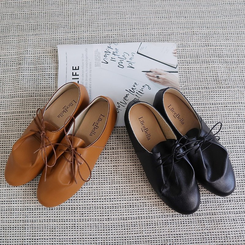 【Daily moment】soft oxford shoes - Brown - รองเท้าลำลองผู้หญิง - หนังแท้ สีนำ้ตาล