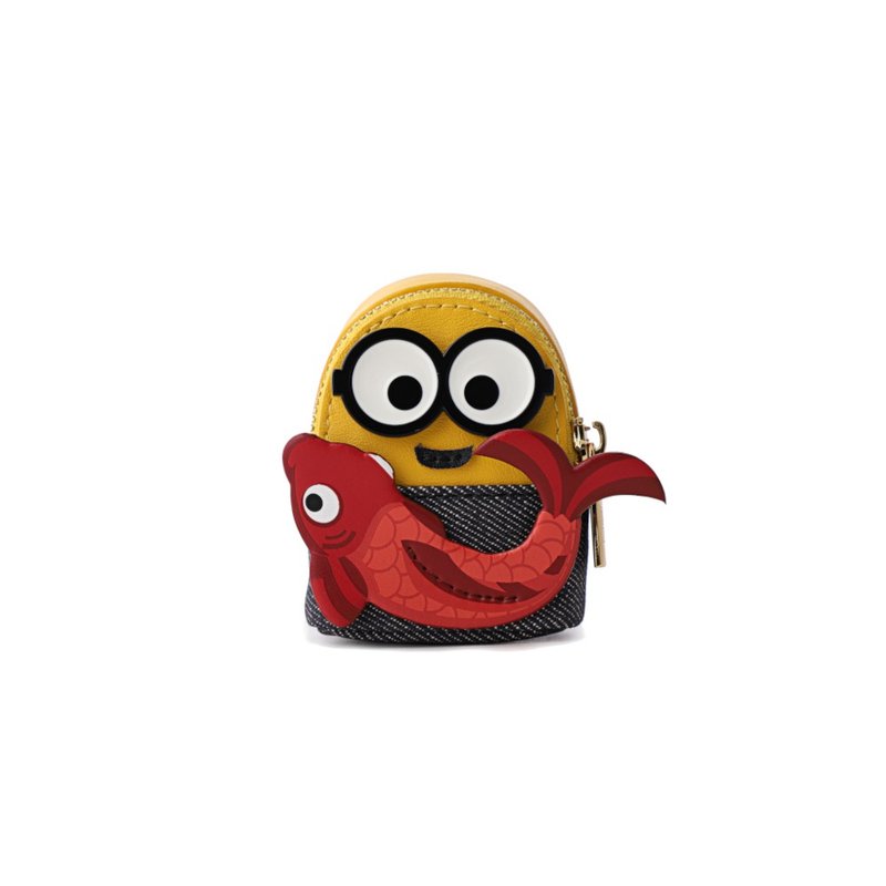 【滿額贈】Minions織物鑲牛皮革迷你側孭袋 禮物 免運 - 側背包/斜背包 - 真皮 多色