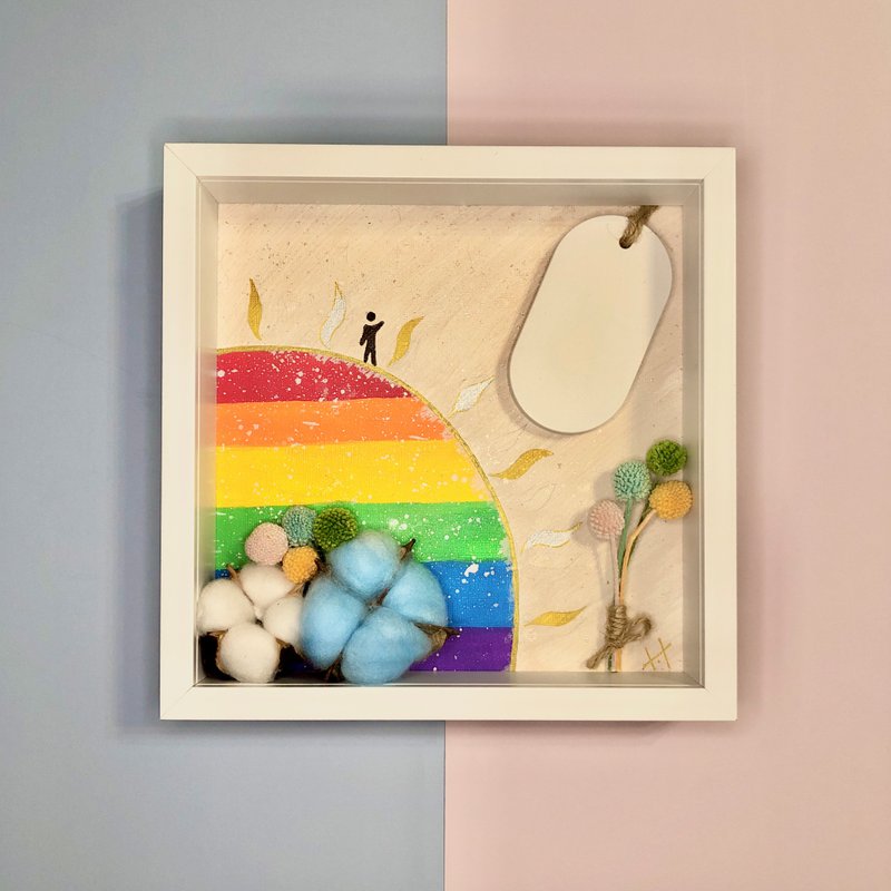 VN【Healing Series - Accompanying AR2673】Rainbow/diffusing Stone/dried preserved flower frame gift - กรอบรูป - พืช/ดอกไม้ หลากหลายสี