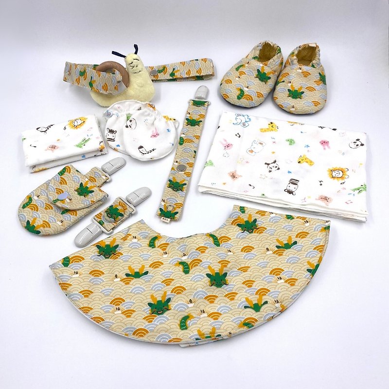 【Happy Pregnancy Gift Box】Wave Dragon Dragon - Baby Gift Sets - Cotton & Hemp Yellow