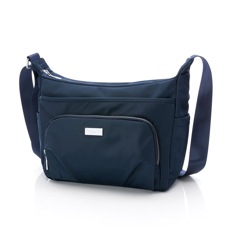 【Kinloch Anderson】Basic Large Capacity Side Bag-Navy Blue - กระเป๋าแมสเซนเจอร์ - เส้นใยสังเคราะห์ สีน้ำเงิน