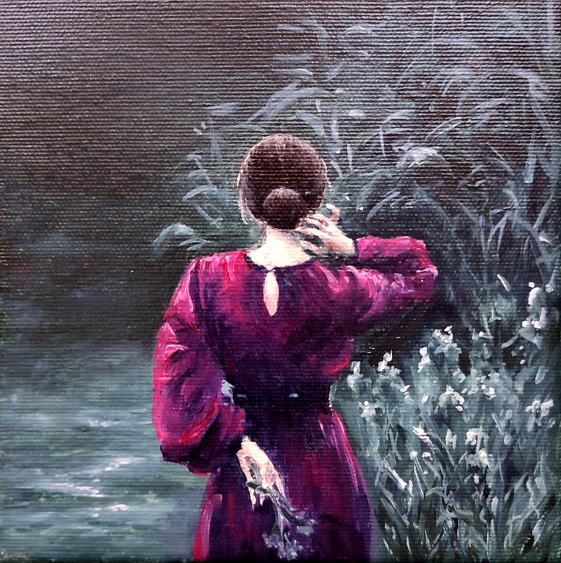 Original Painting Girl Painting Hand-painted Art 原創油畫  風景掛畫  年輕女子 - 海報/掛畫/掛布 - 其他材質 多色