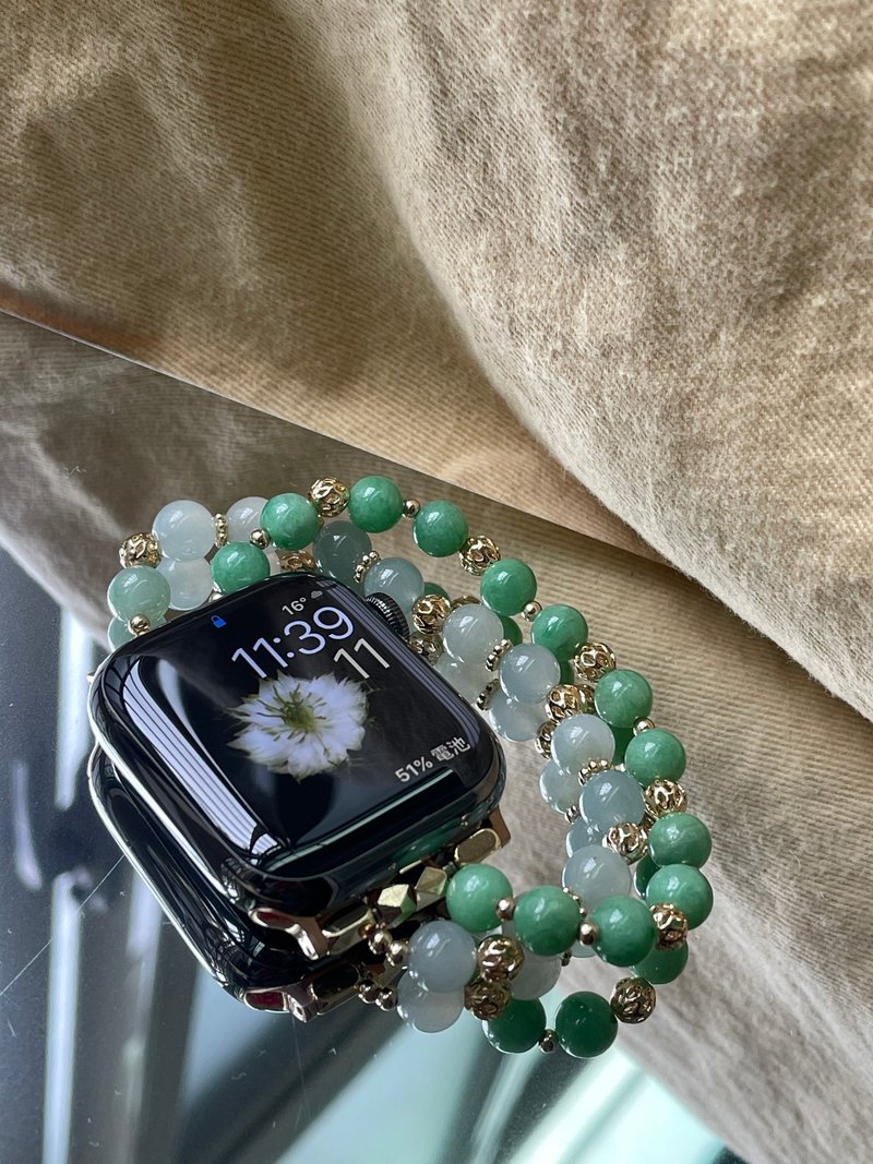 Peerless Style//Natural Emerald A Green Emerald Blue Water 14KGF Accessories iPhone Strap - Watchbands - Jade 