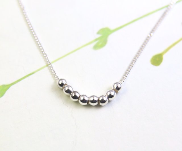 珠圓玉潤シンプル鎖骨ネックレス シルバーネックレス シンプルなネックレス 銀珠ネックレス 何ても合うネックレス Sterling Silver Neckla ショップ Silver Spring Handmade Silver Works ネックレス ショート Pinkoi