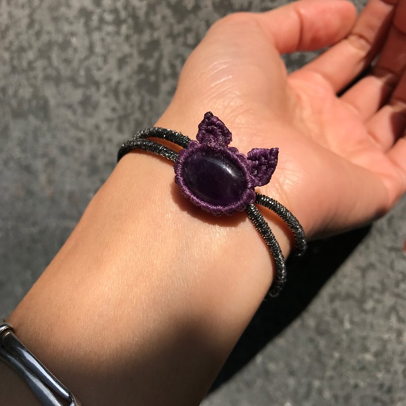 [Lost and find] natural stone amethyst cat headband - Bracelets - Gemstone Purple