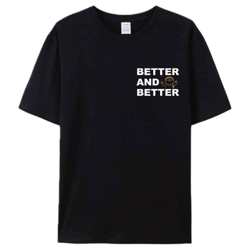 BETTER black/illustration T-shirt T-SHIRT summer short-sleeved cotton top - เสื้อยืดผู้ชาย - ผ้าฝ้าย/ผ้าลินิน สีดำ