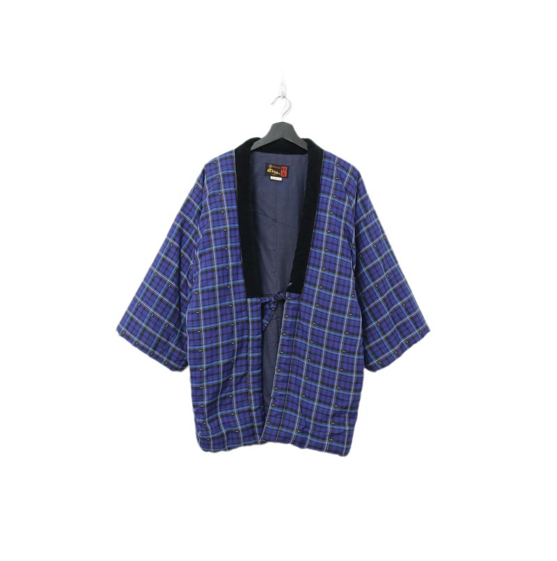 Back to Green-日本帶回袢天 藍色經典格紋 pt-25 /vintage - 男夾克/外套 - 棉．麻 