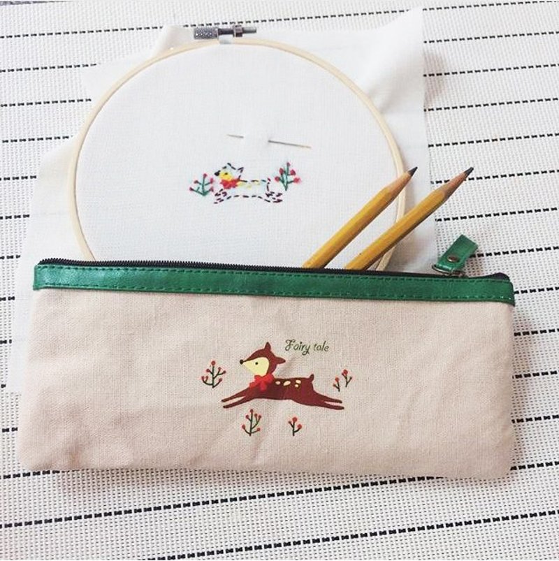 Pencil case - 鉛筆盒/筆袋 - 棉．麻 卡其色