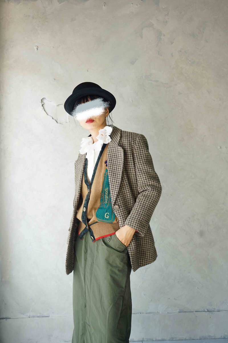 Treasure hunt vintage-Daks three-dimensional muffin Khaki wool blazer - เสื้อสูท/เสื้อคลุมยาว - ขนแกะ สีกากี