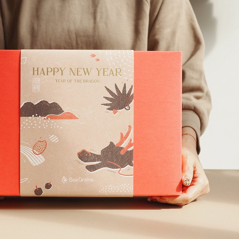 [Year of the Dragon Gift Box] More grain, more blessings. Welcome the Year of the Dragon (five content options) - Grains & Rice - Paper Red