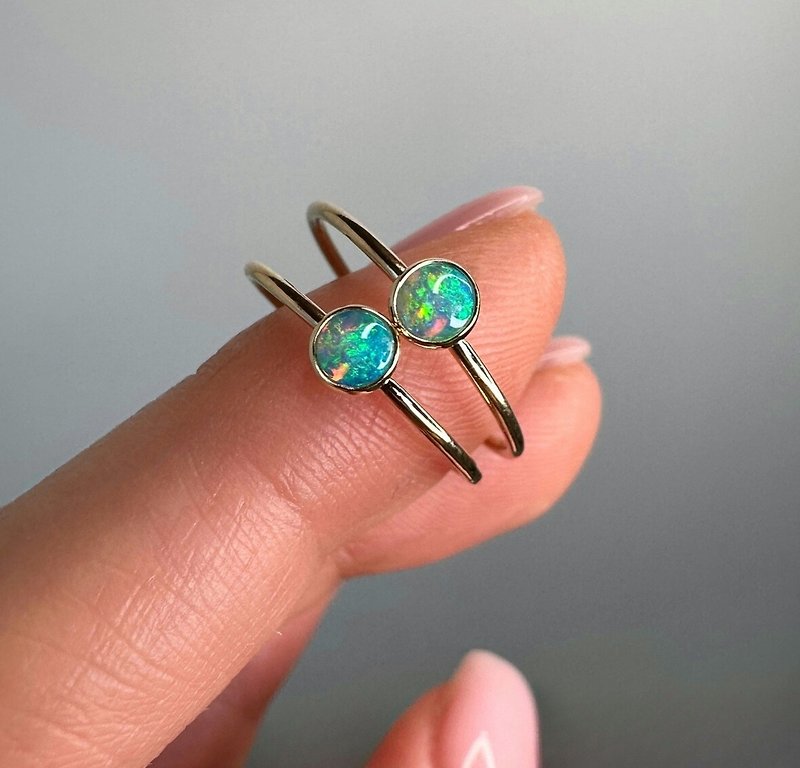 Opal Ring-Stacking Ring-Promise Ring-Gift For Girlfriend - แหวนทั่วไป - ทอง 24 เค สีทอง