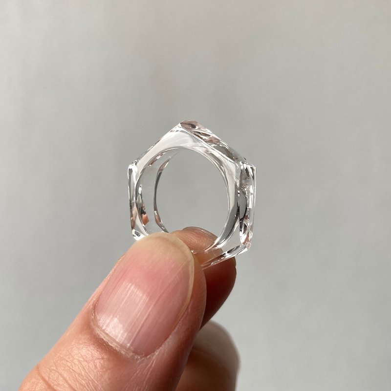 細めの水晶のくりぬきリング - 戒指 - 半寶石 透明