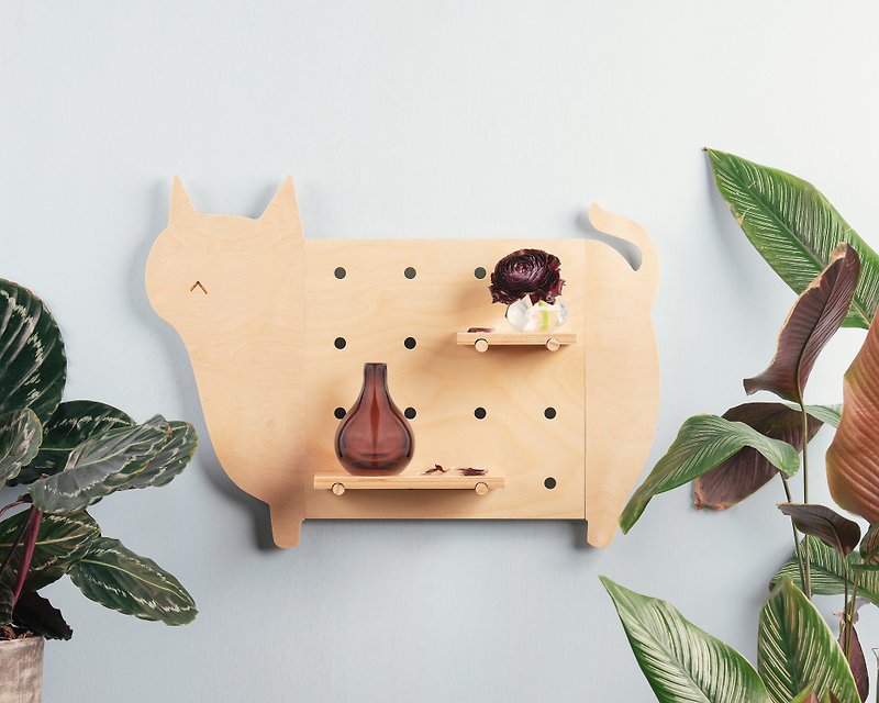【DIY】木質洞洞板-洞物動物 小貓造型│壁掛置物架 - 居家收納/收納盒/收納用品 - 木頭 