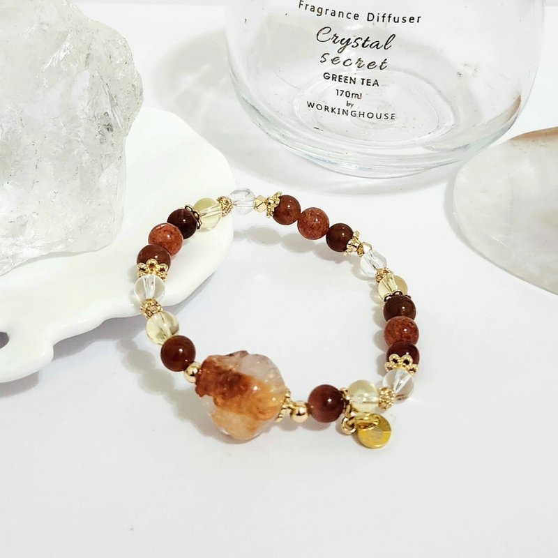 レッドフローライト・ロングイデザインブレスレット／良縁・金運招来／ポジティブエネルギー増幅／感情を整えるクリスタル - ブレスレット - クリスタル レッド