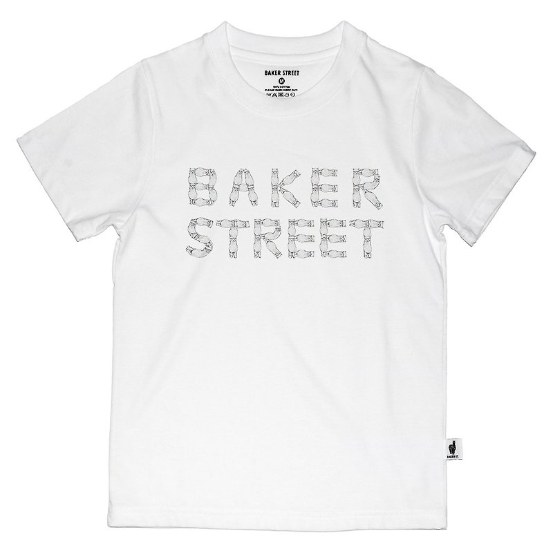 British Fashion Brand -Baker Street- Alpaca Fonts Printed T-shirt for Kids - Tops & T-Shirts - Cotton & Hemp White
