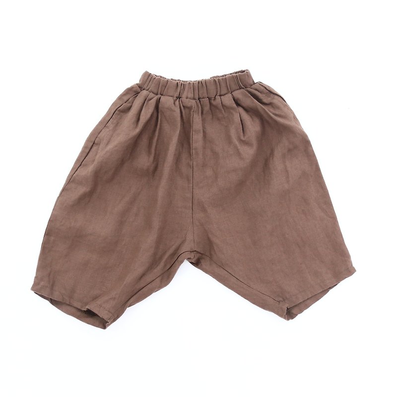 Boys and girls cotton Linen pants - coffee - กางเกง - ผ้าฝ้าย/ผ้าลินิน สีนำ้ตาล