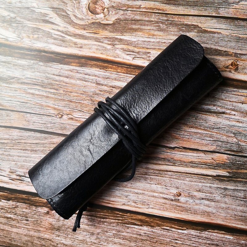 Leather Roller Curtain Pen Case Pencil Case Stationery Bag Pens Pencil Leather Bag Tool Bag - Pencil Cases - Genuine Leather 