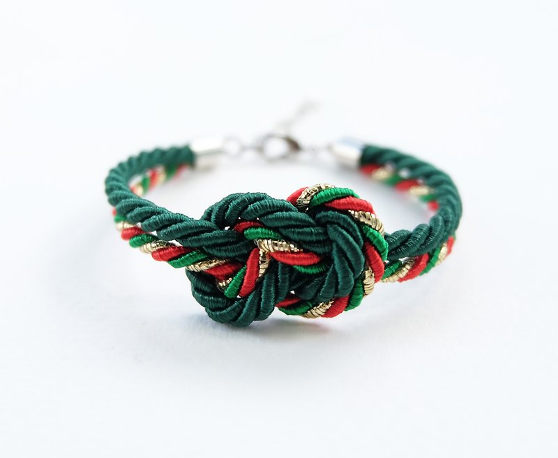 Christmas gift collection , Green/Red/Gold Infinity bracelet - สร้อยข้อมือ - วัสดุอื่นๆ สีเขียว