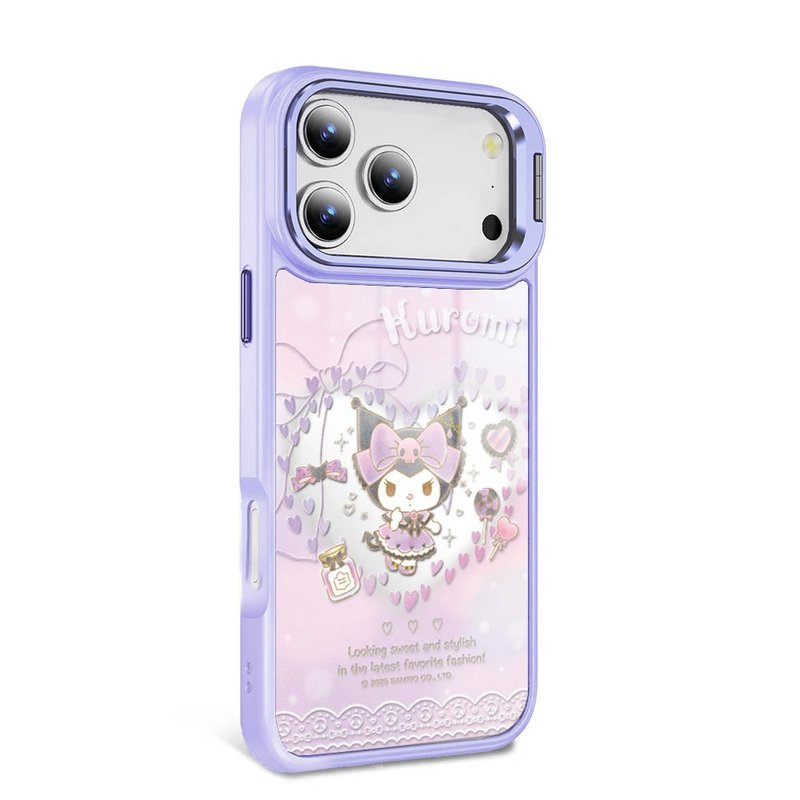 iPhone全系列軍規防摔合金框隱形立架鏡面磁吸殼-甜心酷洛米-紫框 - 手機殼/手機套 - 其他材質 多色