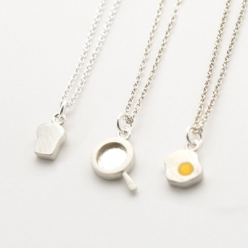 Eat Breakfast Every Day  Necklace - Necklaces - Other Metals Yellow