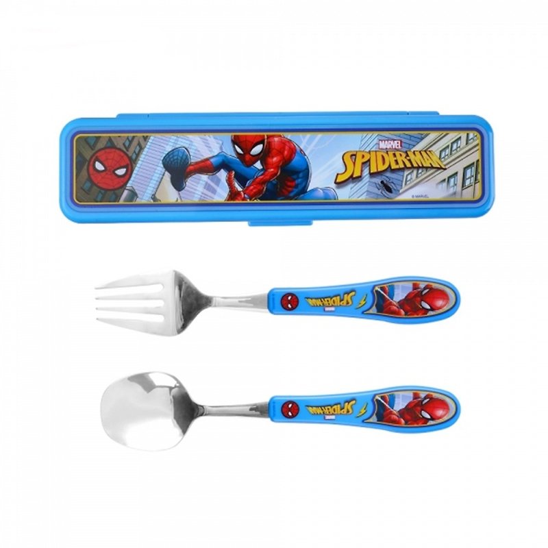 SuperBO 不鏽鋼匙叉組(附盒)-蜘蛛人 - 兒童餐具/餐盤 - 不鏽鋼 