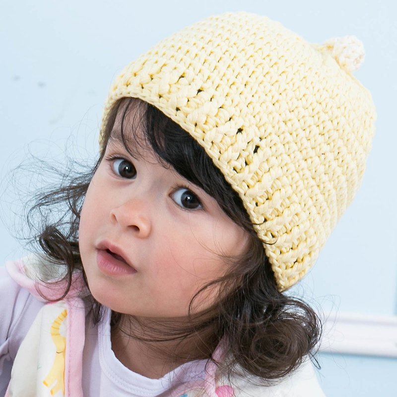 Cutie Bella Hand Knitted Hat Sunny Curl - หมวกเด็ก - ผ้าฝ้าย/ผ้าลินิน สีเหลือง