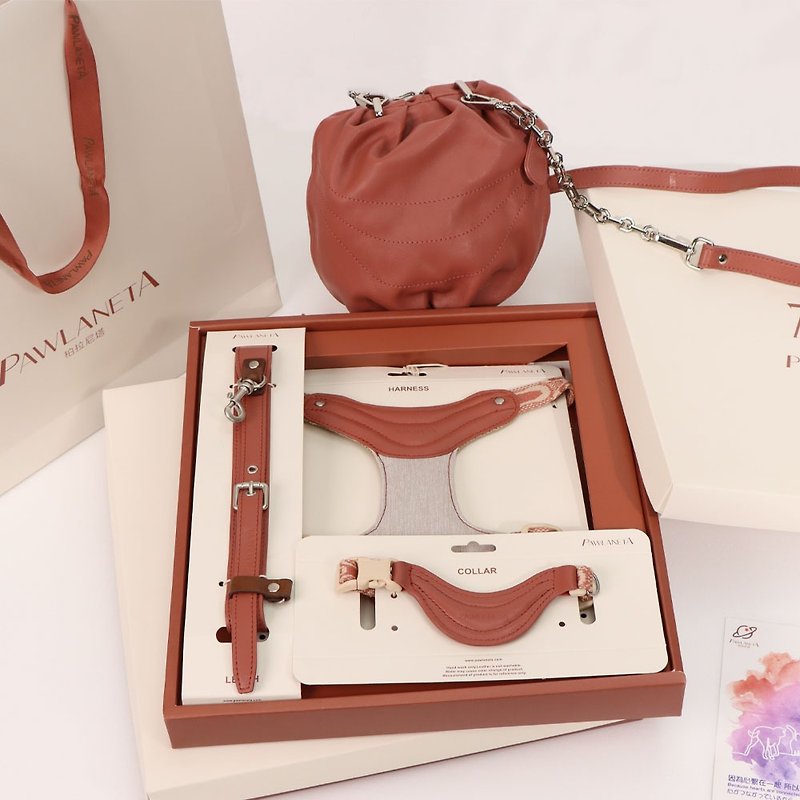 【Pawlaneta】Mother's Day Limited Gift Box Streamline Series Pet Wearing Set - Collars & Leashes - Genuine Leather 