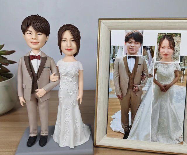 オーダーメイド】3D肖像画置物似顔絵人形/結婚祝い・記念日プレゼント